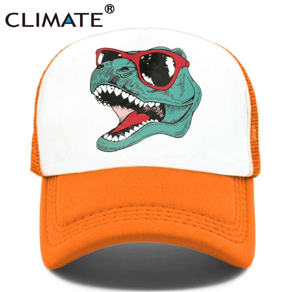 CLIMATE Jurassic Dinosaur Trucker Cap Men Funny Cool Trucker Cap Jurassic Cool Black Mesh Cool Cap for Kid Adult Family