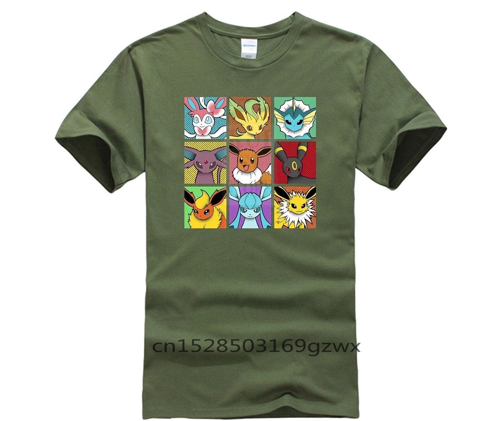 Men's 2020 Fashion Style T Shirt Funny Pop Eeveelutions Eevee Pokemon Japan Anime for Men Pure Short Fashion T Shirt 100% Cotton