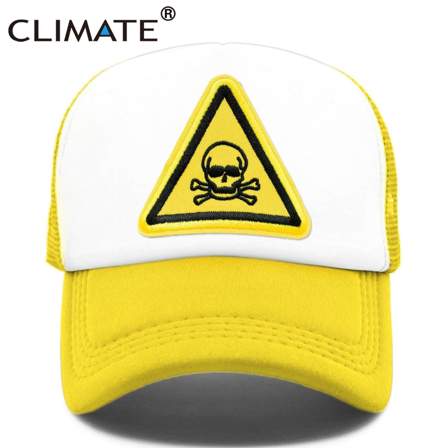 CLIMATE Men Cool Skull Trucker Cap Hiphop Street Style Skeleton Cap Danger Keep