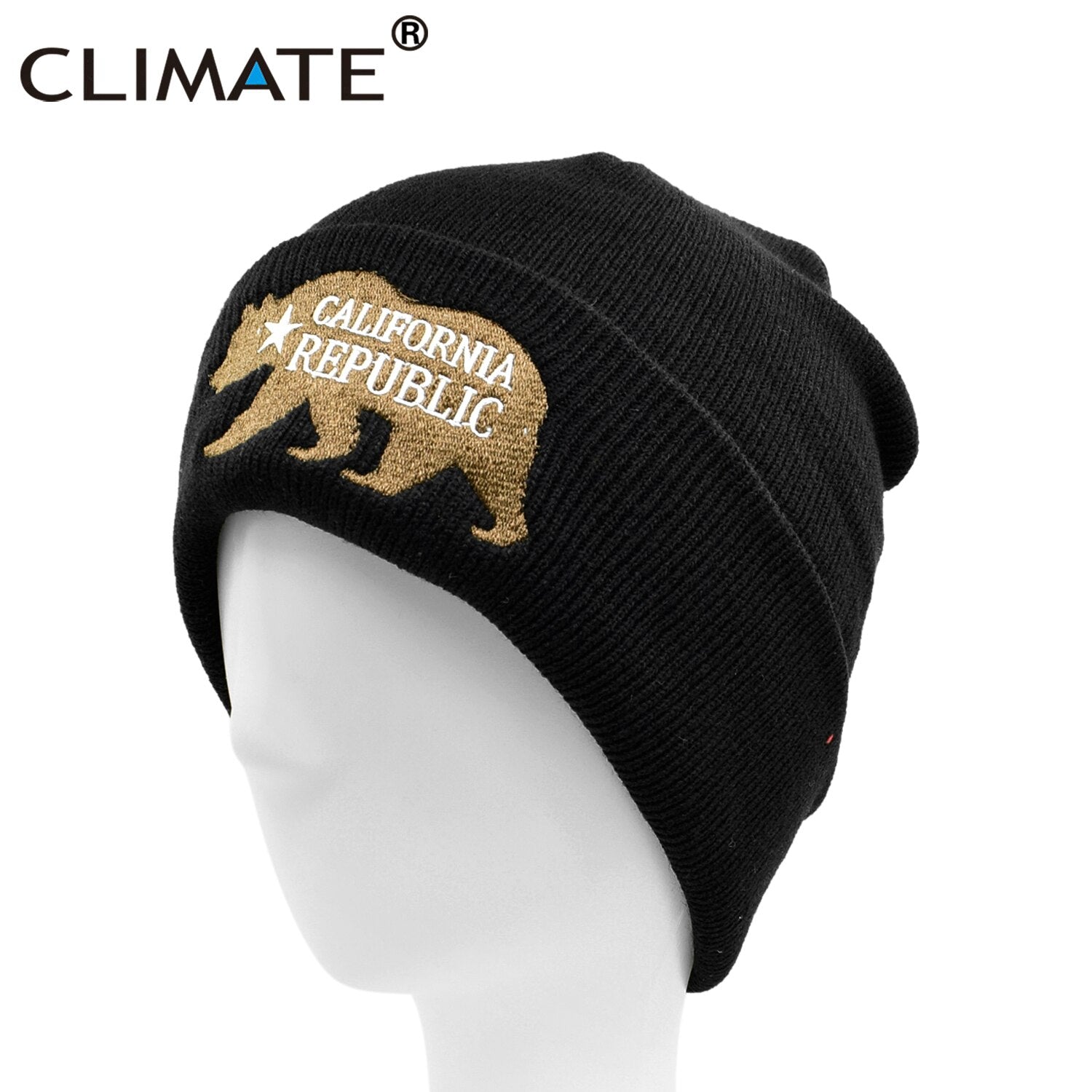 CLIMATE California Bear Winter Beanie California Republic Hat Men Women Funny Warm Hat Cap Winter Warm Hats California Bear