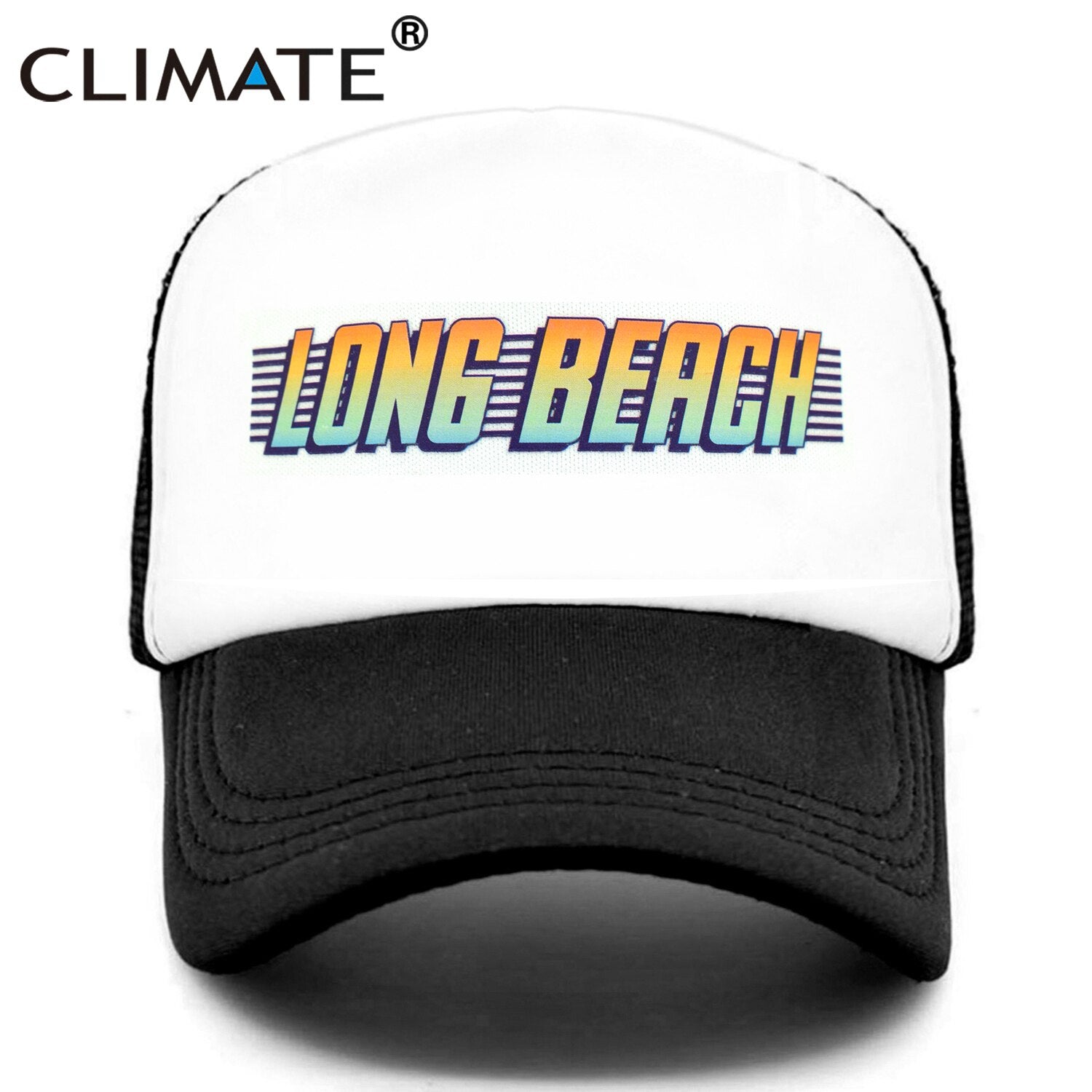 CLIMATE Seaside Long Beach Trucker Cap Hat Los Angeles California Vacation Sandbeach Mesh Cap HipHop Hat for Men Women Youth