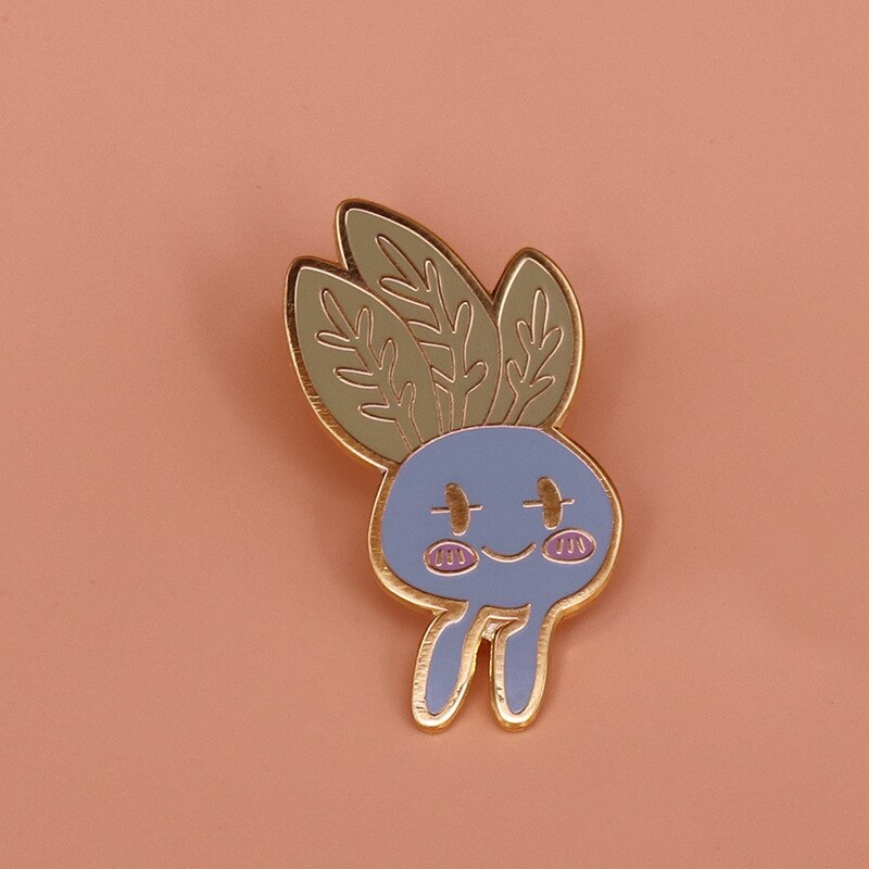 Weird Carrot Brooch Happy Elf Walking Grass Badge Game Fan Accessories Pin