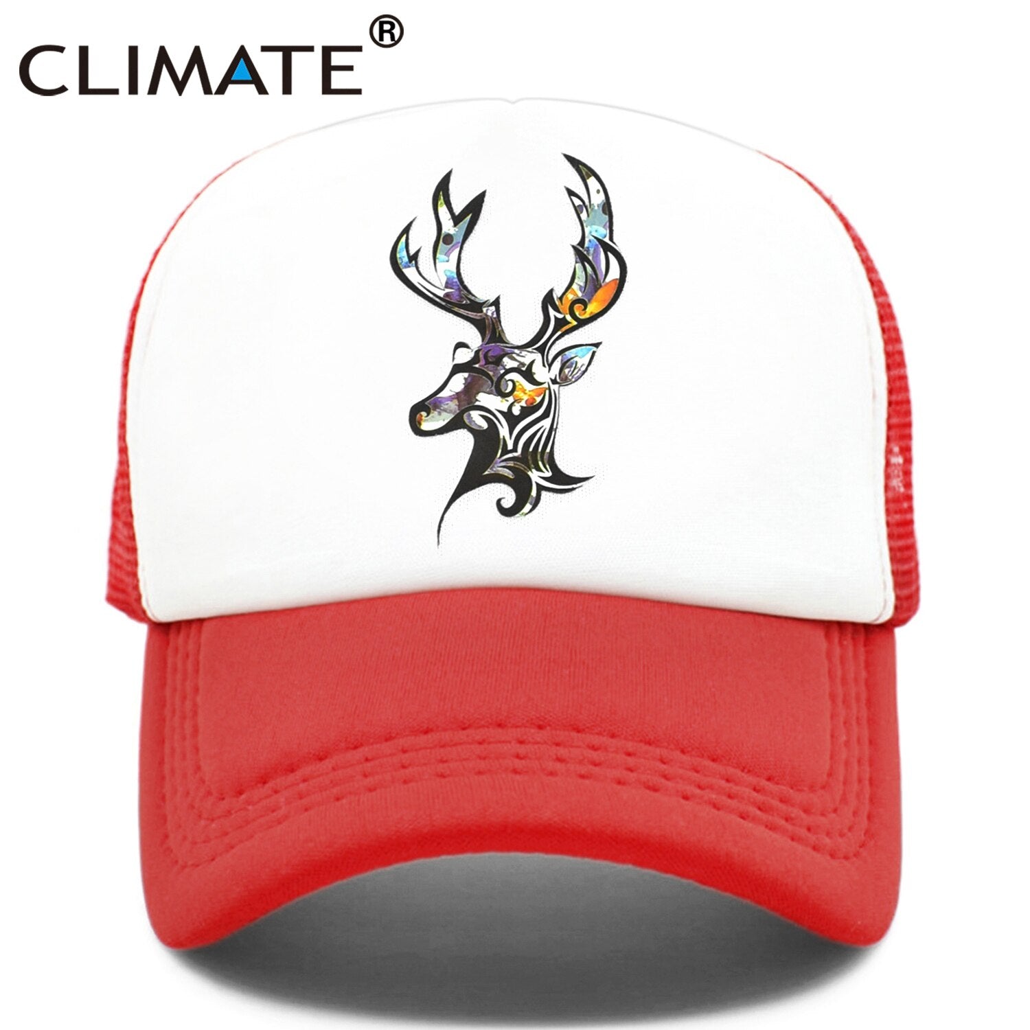 CLIMATE Deer Trucker Cap Men Deer Elk Cool Caps Elk Caribou Hunting Hunt Hip Hop Hat Baseball Cap Summer Cool Mesh Cap Men