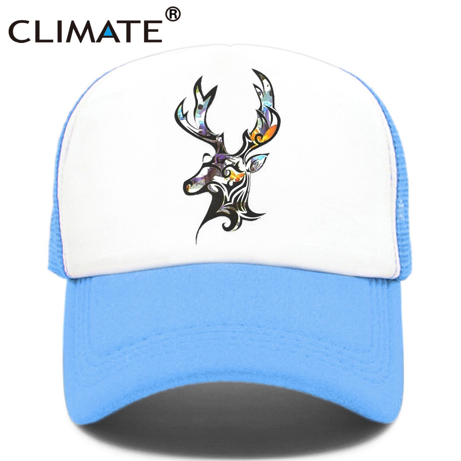 CLIMATE Deer Trucker Cap Men Deer Elk Cool Caps Elk Caribou Hunting Hunt Hip Hop Hat Baseball Cap Summer Cool Mesh Cap Men