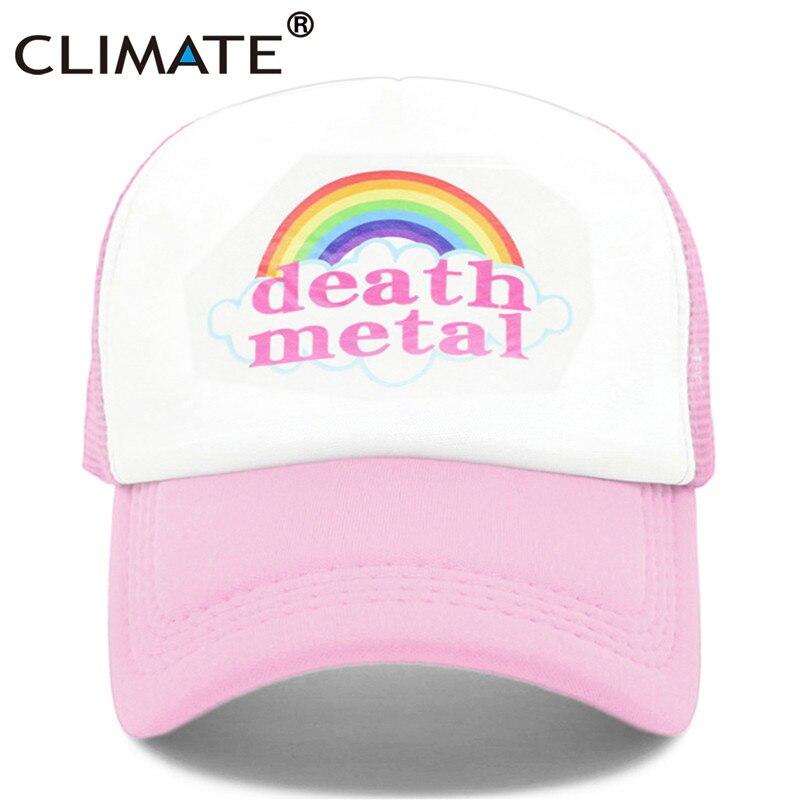 CLIMATE Metal Rock Trucker Cap Rock Summer Cap Metal Rock Fans Cool Mesh Baseball Cap Men Rainbow Trucker Caps Dad Hat Men