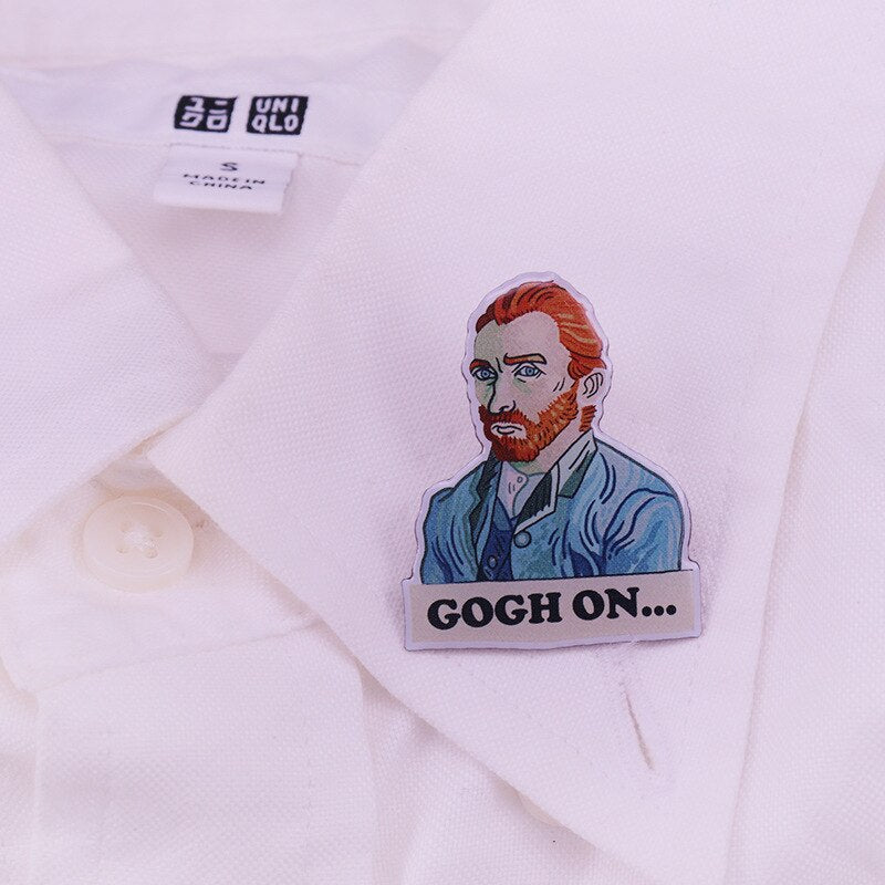 "Continue"-Van Gogh brooch fun pun art badge