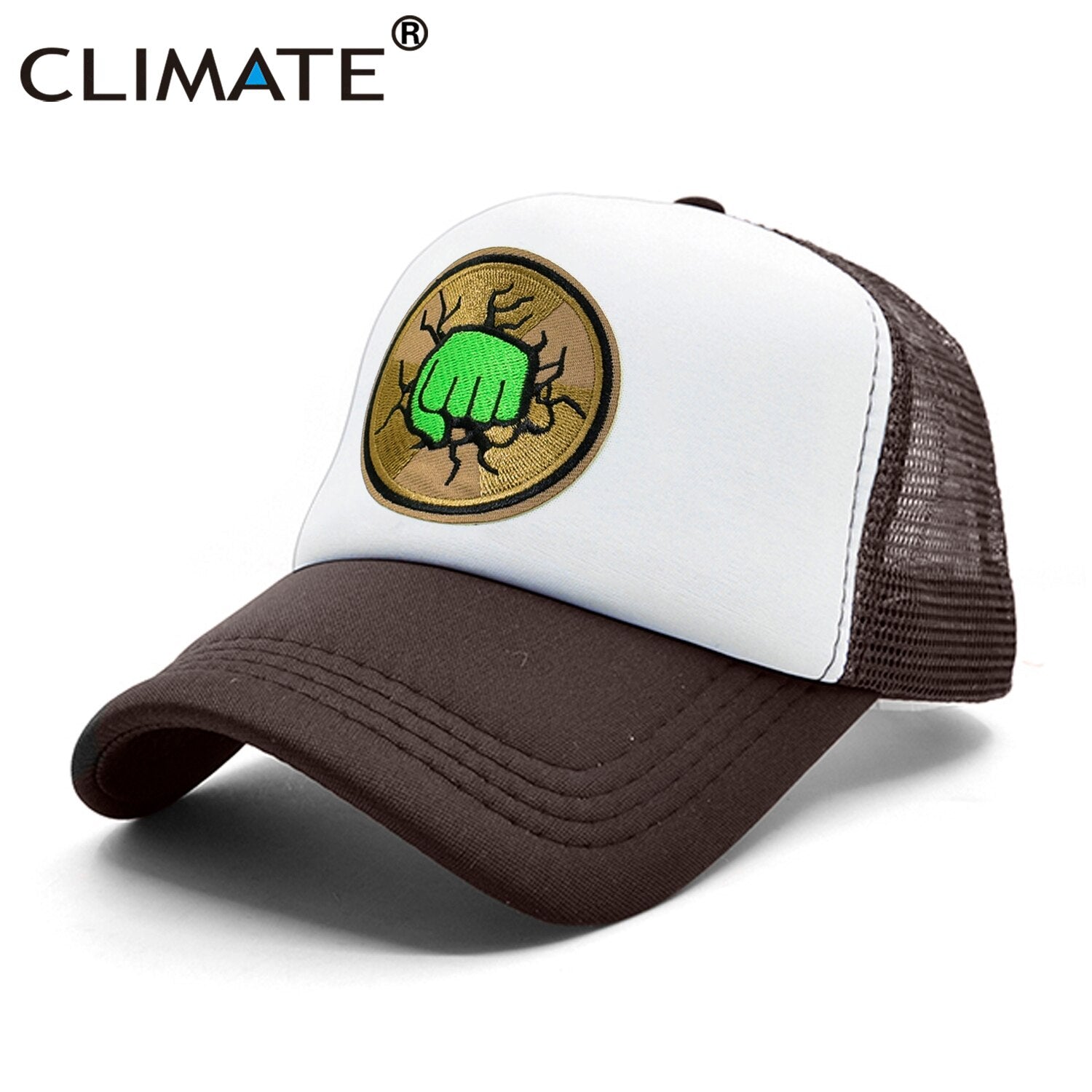 CLIMATE Green Fist Trucker Cap Hat Men Muscle Strong Fist Cap Powerful Super Hero Fitness Bodybuilding Boxing Sport Mesh Cap Hat