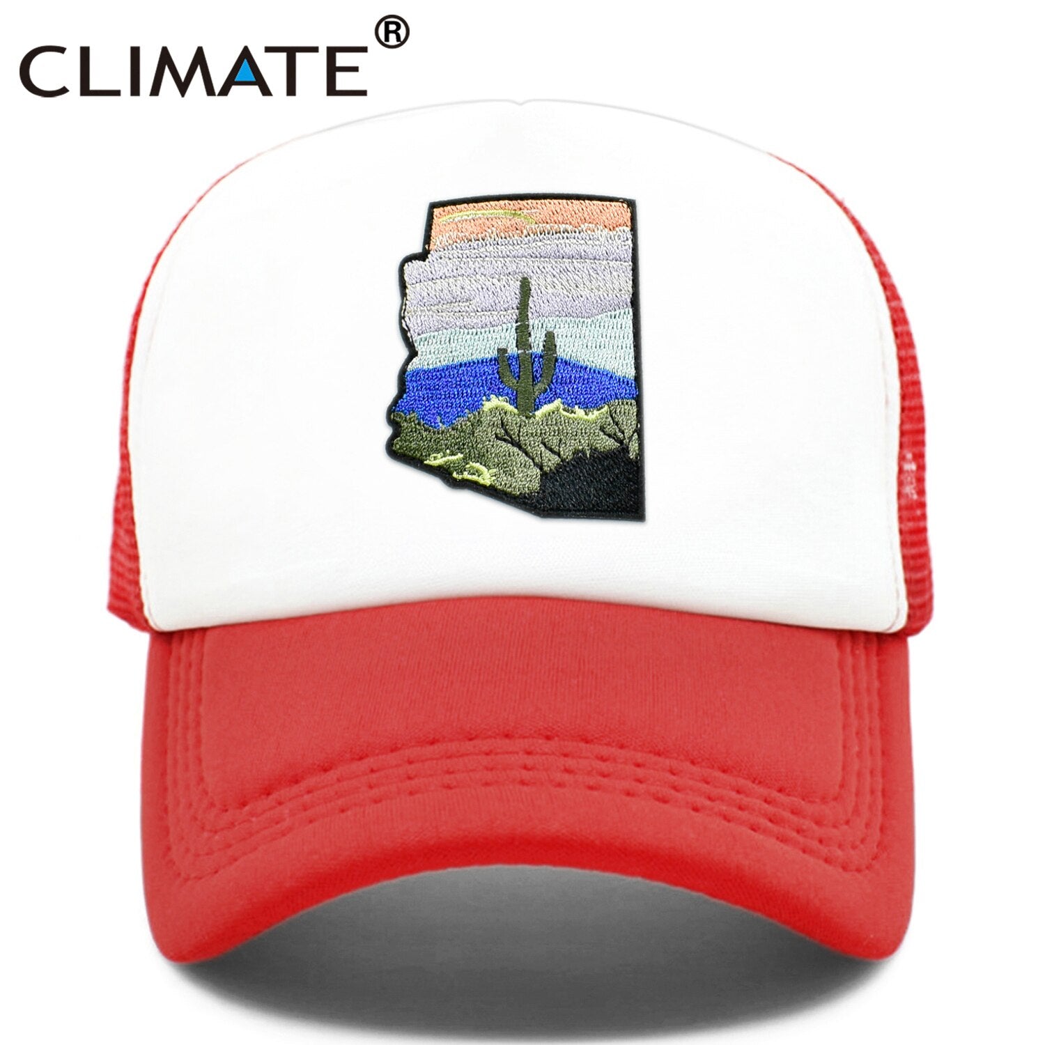 CLIMATE State of Arizon Trucker Cap Hat Desert Saguaro Cactus Mesh Cap Arizon Map Sights Cool Cap Hat for Men Women Youth Kid