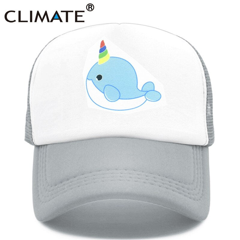 CLIMATE Unicorn Narwhal Trucker Cap Hat Narwhal Funny Cute Whale Caps Summer Cool Hip Hop Mesh Caps Hat for Men Women Youth Girl