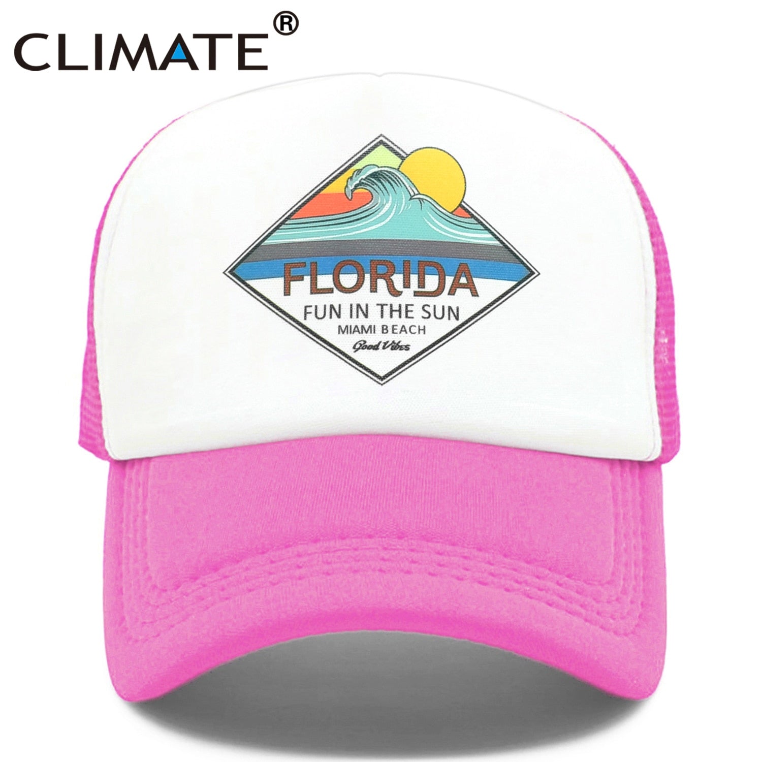 CLIMATE Florida Trucker Cap Hat Miami Seaside Beach Mesh Cap Vacation Sandbeach