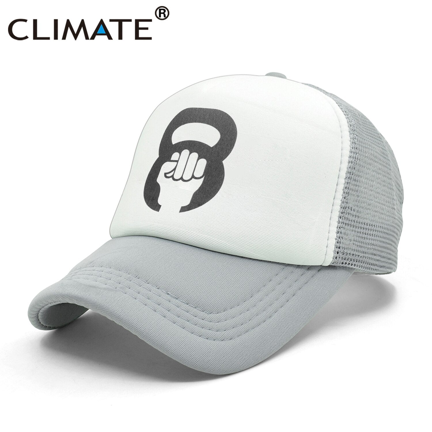 CLIMATE Dumbbell kettle-bell Cap Men Trucker Cap GYM Fitness Barbell Fans Mesh Cap Hat Body Building Muscle Sports Caps for Men