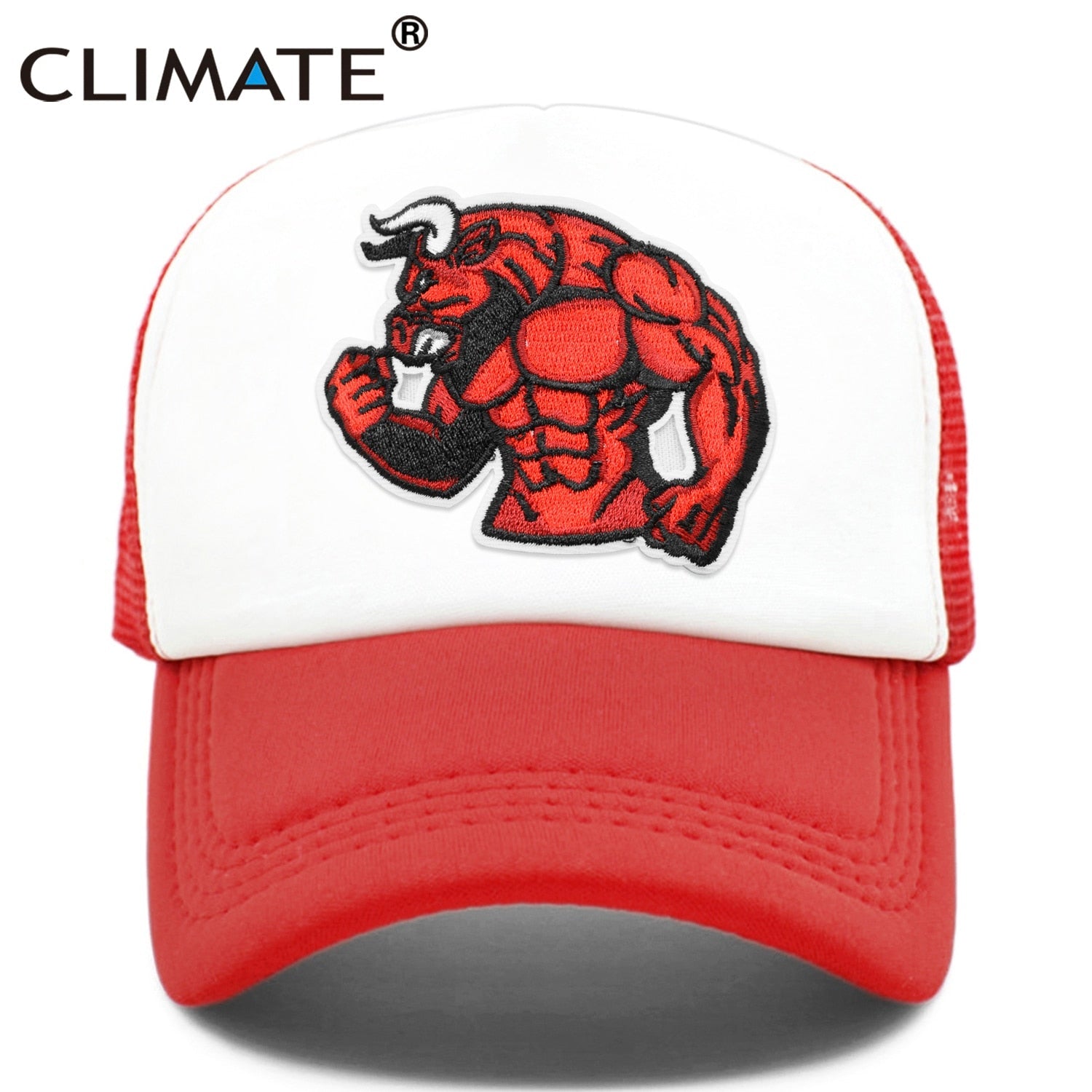 CLIMATE Robust Bull Ox Cap Cool Sturdy Man Men Muscular Animal Cap Fitness Sport Muscle Man GYM Fans Mesh Cap Body Building Cap