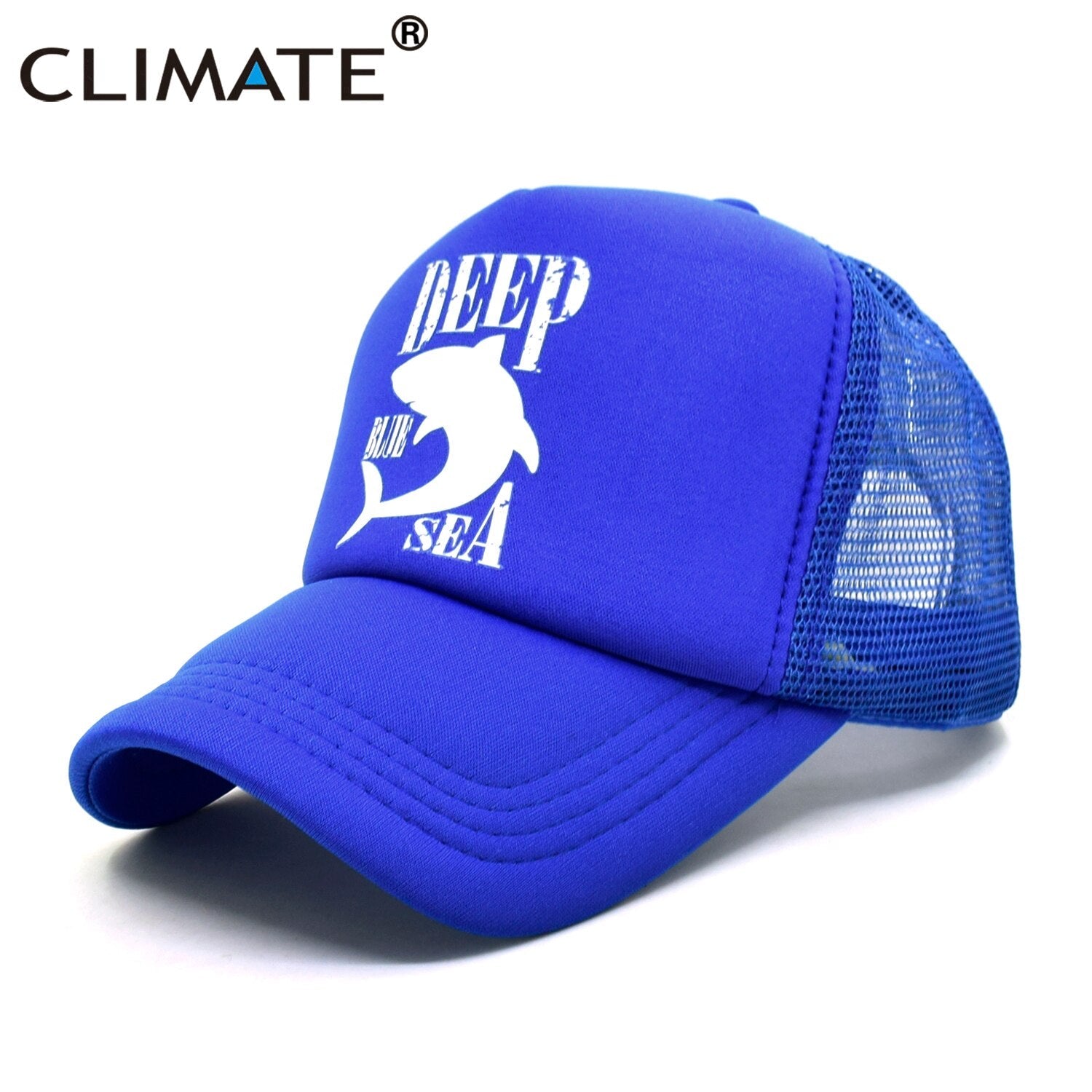 CLIMATE Shark Seaside Trucker Cap Hat Shark Hunt Surfing Men Caps Hip Hop Cool Summer Mesh Baseball Cap Hat for Men Women