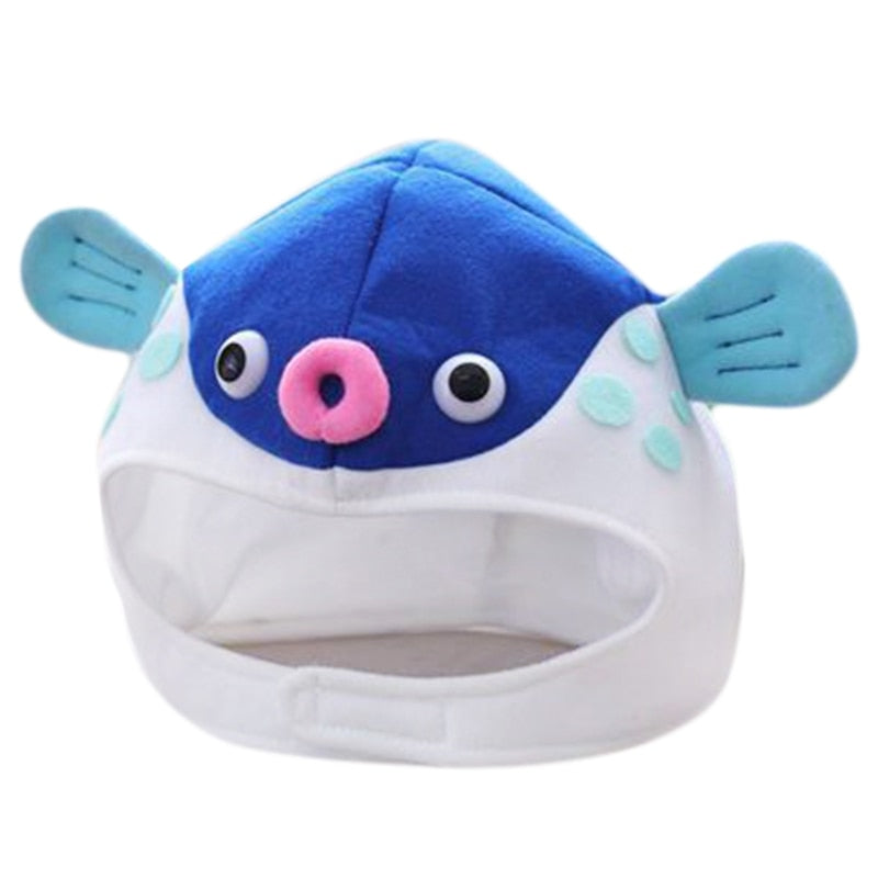 Halloween Funny Cartoon Puffer Fish Plush Hat Stuffed Toy Headgear Cosplay Props