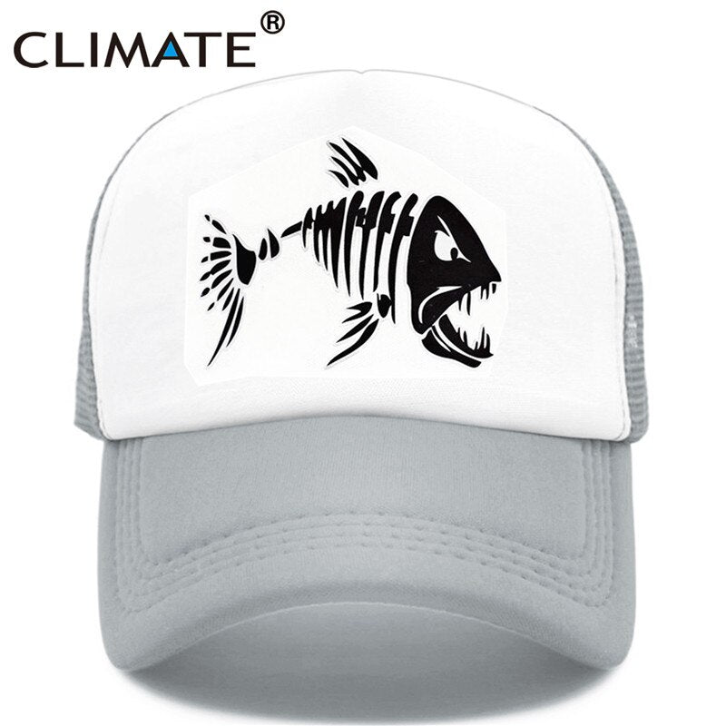 CLIMATE Fishbone Trucker Cap Men Fishing Skeleton Fish Bone Cap HipHop Baseball