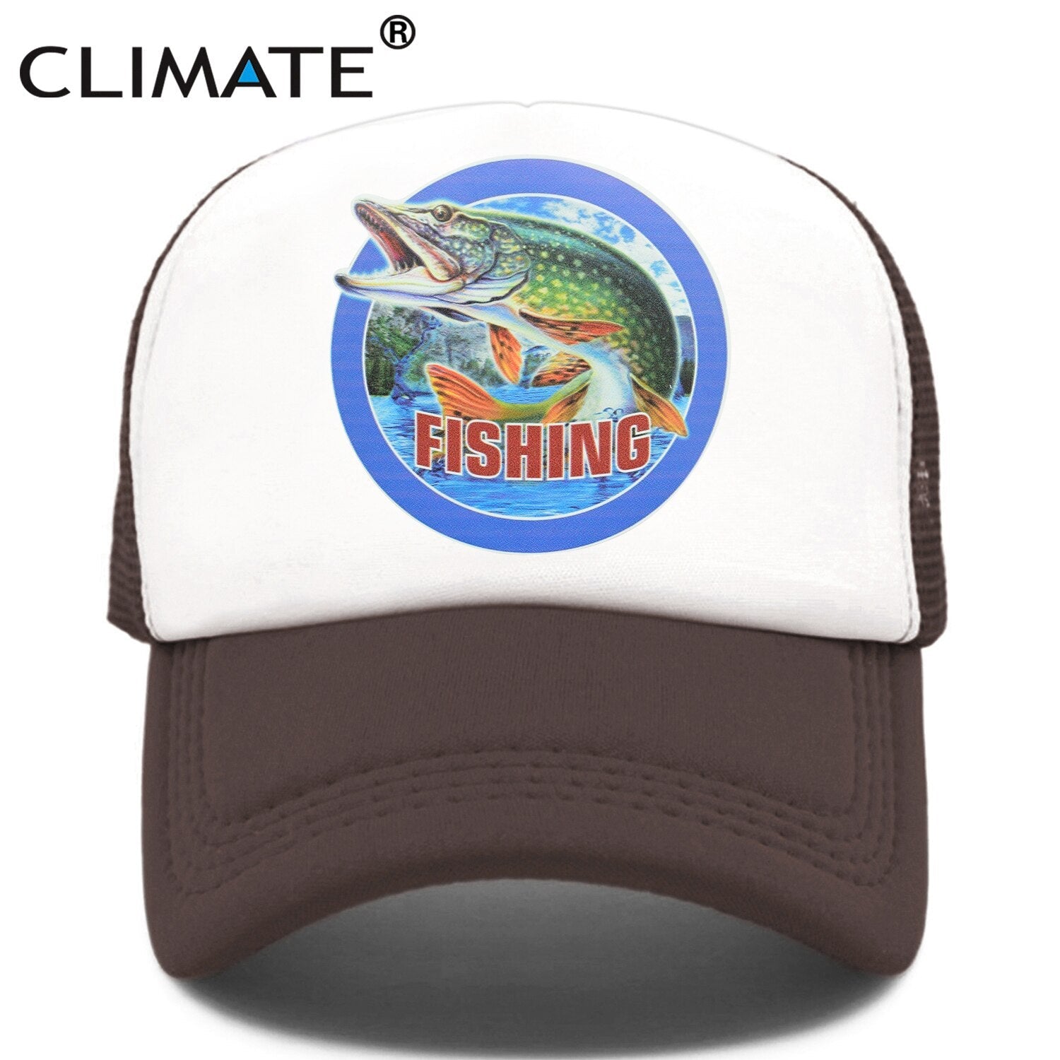 CLIMATE Fishing Fisher Cap Pike Fish Hunt Trucker Cap for Man Fisher Fishing Fish Hat Baseball Cap Cat Summer Cool Mesh Cap Fish