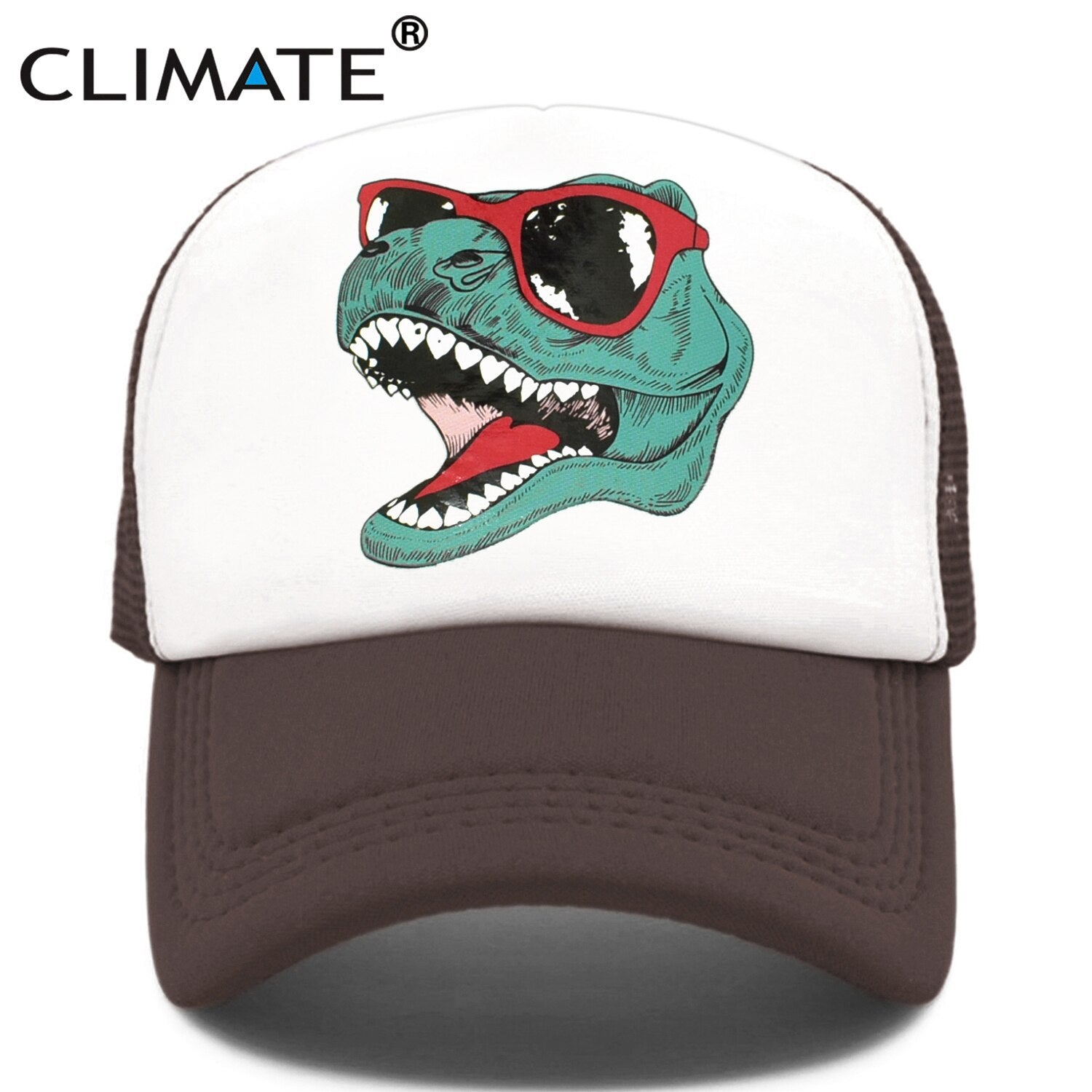 CLIMATE Jurassic Dinosaur Trucker Cap Men Funny Cool Trucker Cap Jurassic Cool Black Mesh Cool Cap for Kid Adult Family