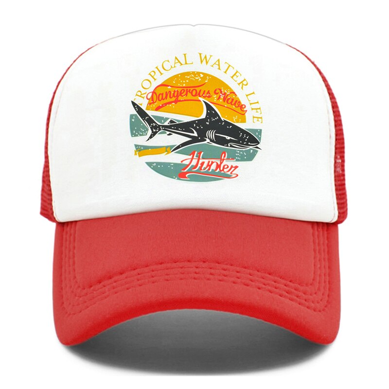 CLIMATE Shark Seaside Trucker Caps Hat Shark Hunt Surfing Men Caps Hip Hop Cool