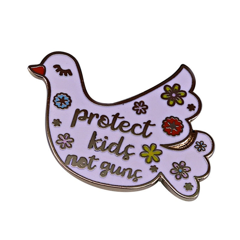 "Protect children, not guns"-Beautiful Peace Dove Brooch