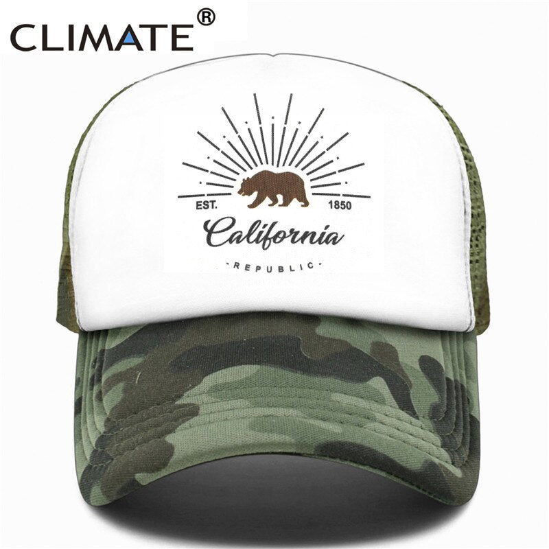 CLIMATE California Trucker Cap Bear California Republic Flag Caps Men Women Hip