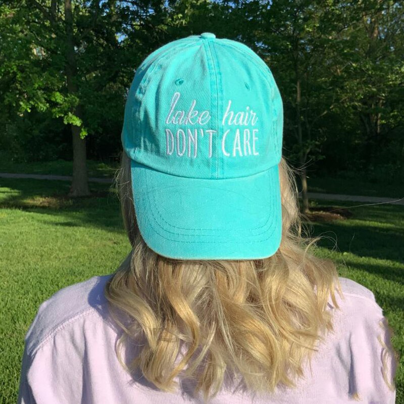 Lake Hair DON'T CARE embroidery dad hat 100% cotton washed fashion baseball cap