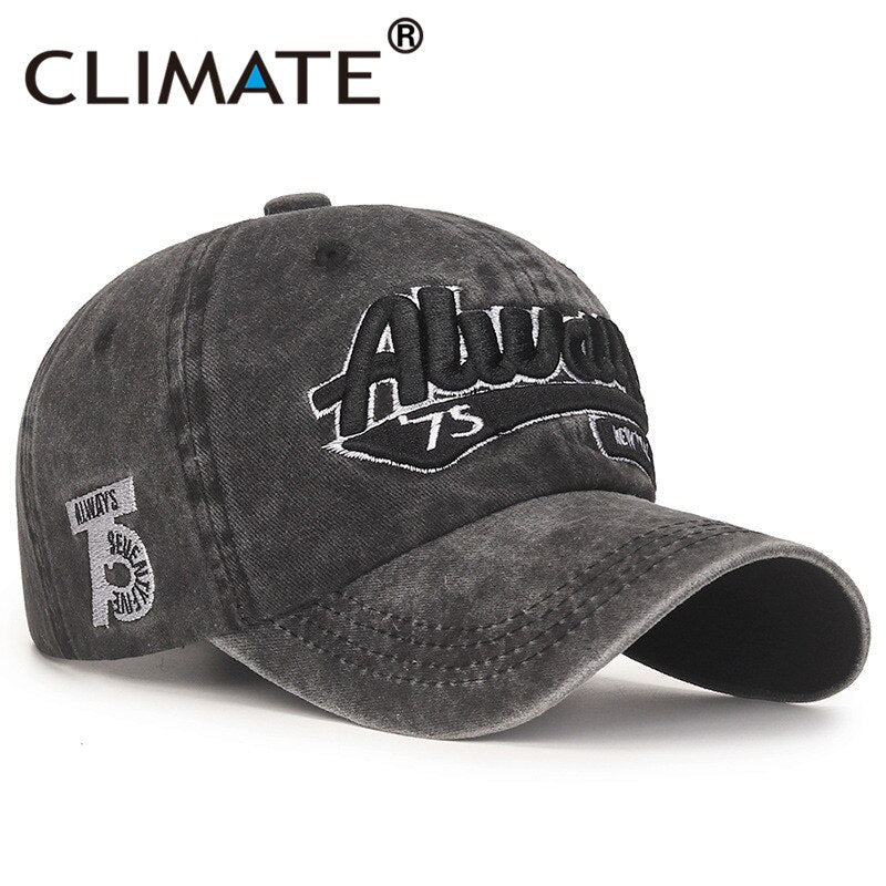 CLIAMTE Always Cool Cap Hat Dad Men Snapback Cap Fashion Washed Cotton Sport Baseball Cap Black Adult Outdoor Baseball Caps Hat