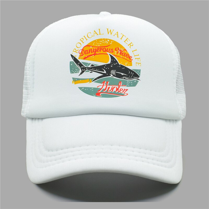 CLIMATE Shark Seaside Trucker Caps Hat Shark Hunt Surfing Men Caps Hip Hop Cool