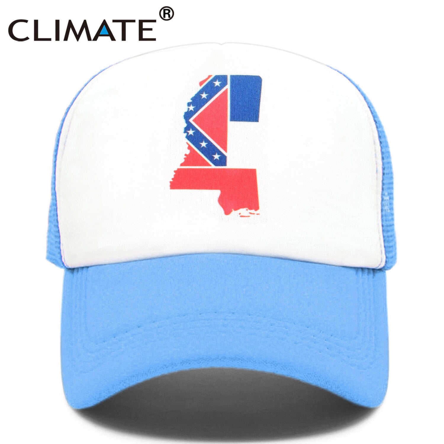 CLIMATE State of Mississippi Flag Trucker Cap Hat Mississippi Map Jackson City MS Mesh Cap HipHop Hat for Men Women Youth