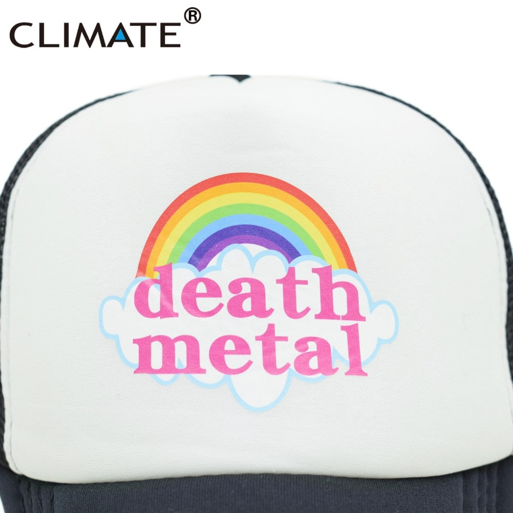 CLIMATE Metal Rock Trucker Cap Rock Summer Cap Metal Rock Fans Cool Mesh Baseball Cap Men Rainbow Trucker Caps Dad Hat Men