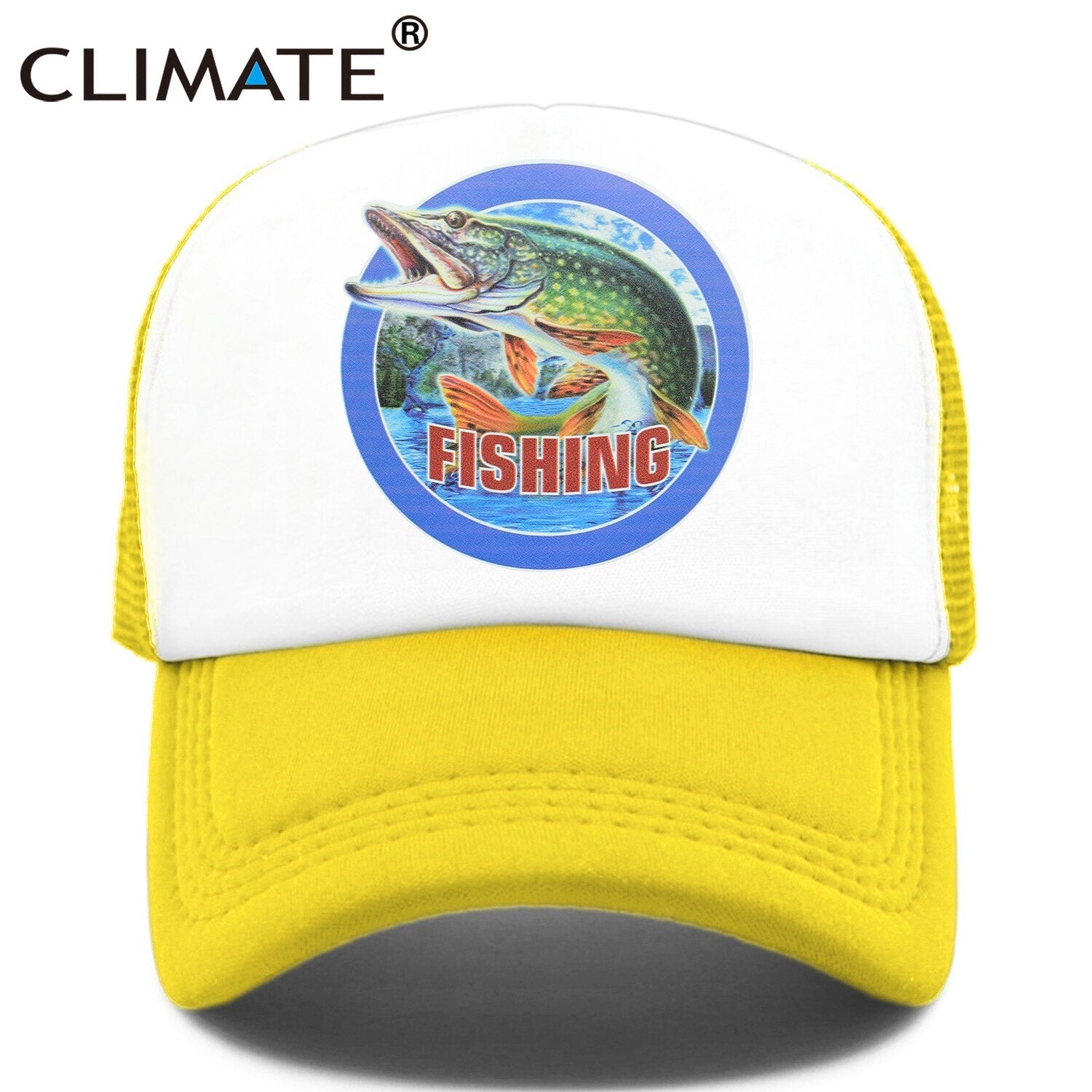 CLIMATE Fishing Fisher Cap Pike Fish Hunt Trucker Cap for Man Fisher Fishing Fish Hat Baseball Cap Cat Summer Cool Mesh Cap Fish