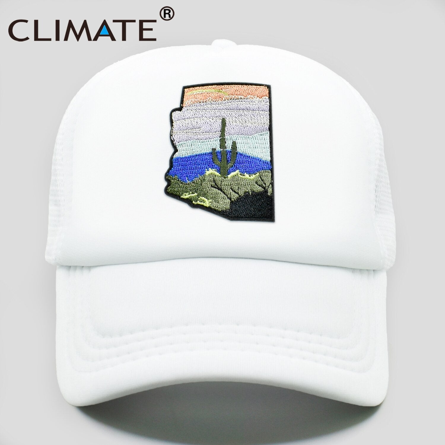 CLIMATE State of Arizon Trucker Cap Hat Desert Saguaro Cactus Mesh Cap Arizon Map Sights Cool Cap Hat for Men Women Youth Kid