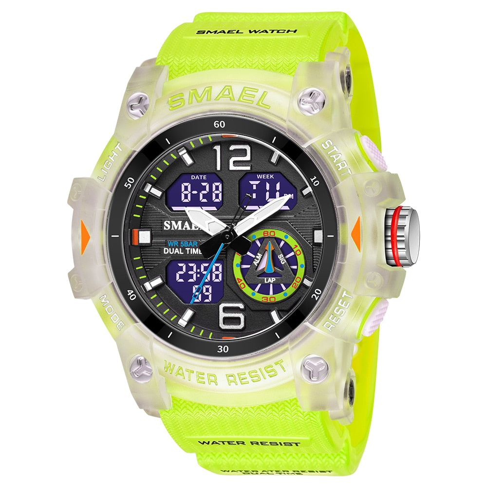 SMAEL Sports Dual Display Watch for Men Led Digital Quartz Waterproof Watches Men's Stopwatches Student Clock Relogio Masculino