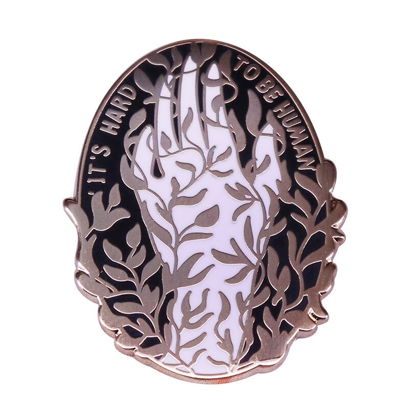 "It's Hard to Be a Human"-Chained Hand Brooch Mental Health Awareness Badge