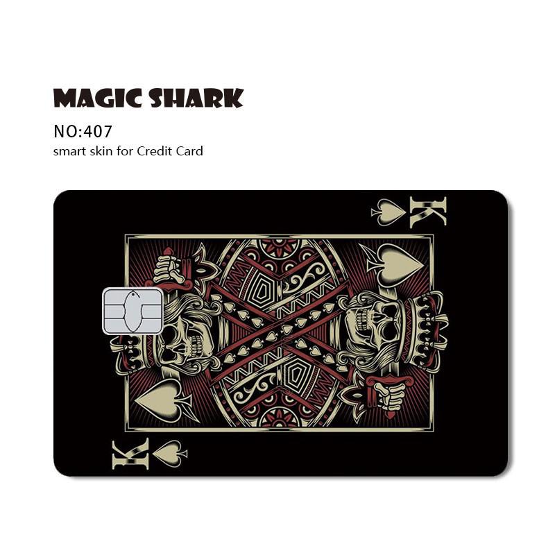 Magic Shark Game Card Anime Stylish Funny Matte 3M PVC Sticker Film Skin for Credit Card Large Small Chip