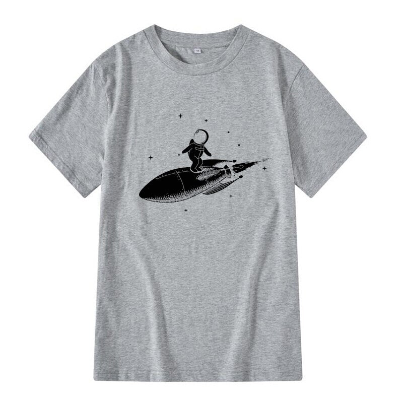 Men high quality tshirt 100% cotton short sleeve Funny space trip print men Tshirt casual o-neck loose t-shirt men tee shirts