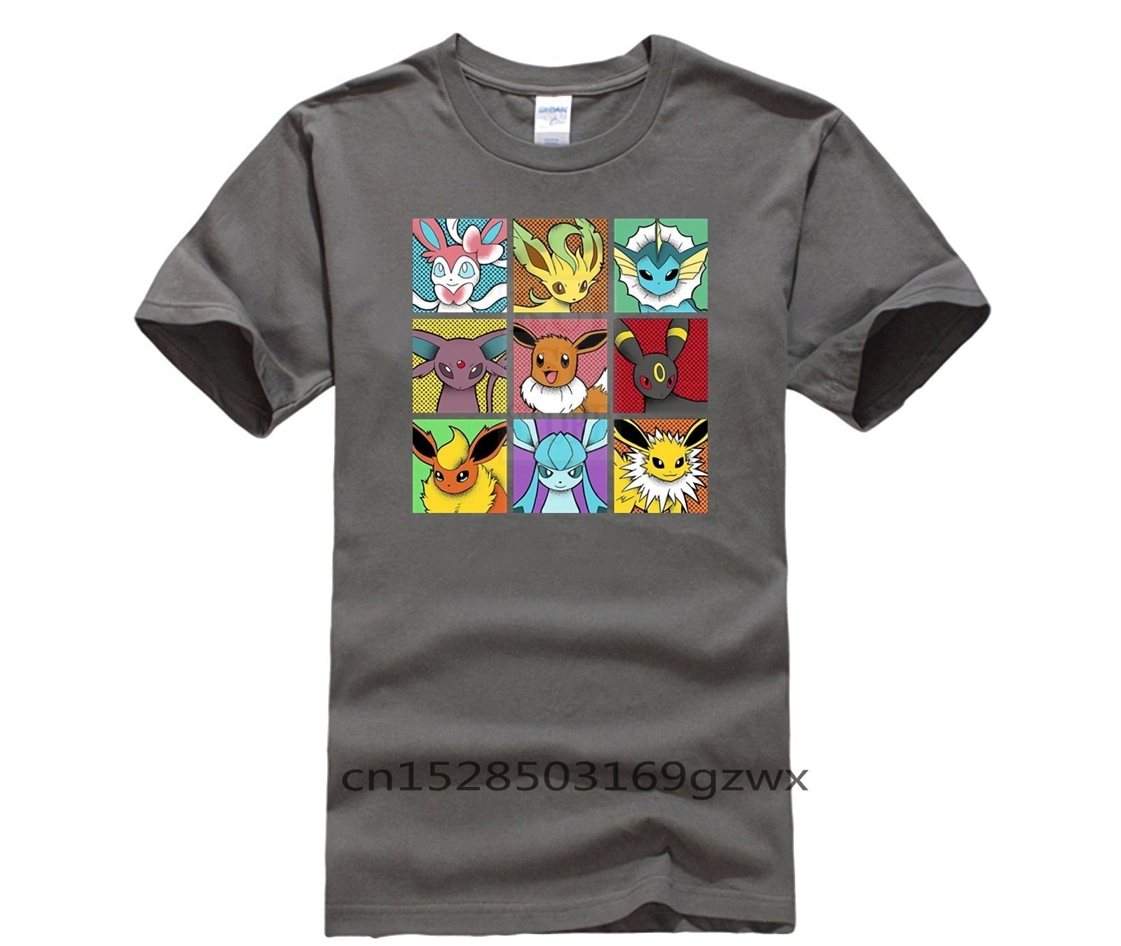 Men's 2020 Fashion Style T Shirt Funny Pop Eeveelutions Eevee Pokemon Japan Anime for Men Pure Short Fashion T Shirt 100% Cotton