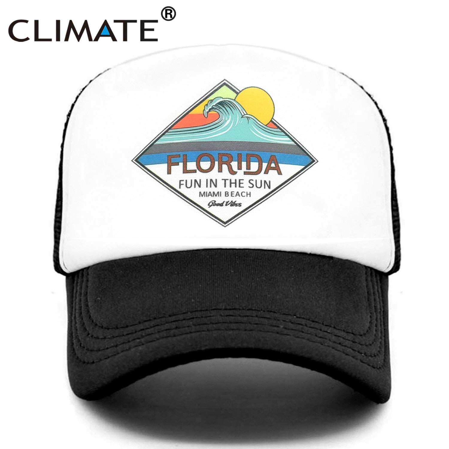 CLIMATE Florida Trucker Cap Hat Miami Seaside Beach Mesh Cap Vacation Sandbeach