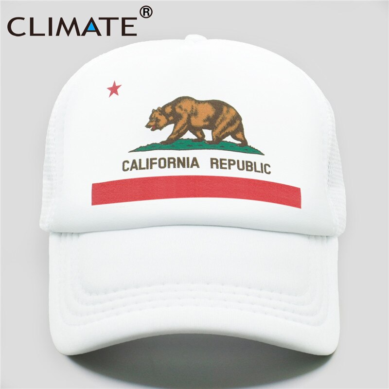 CLIMATE California Cap Male Man Men Hat Bear California Flag Trucker Cap Hip Hop Hat Cap Cool Summer Mesh Man Dad Cap Adult Kids