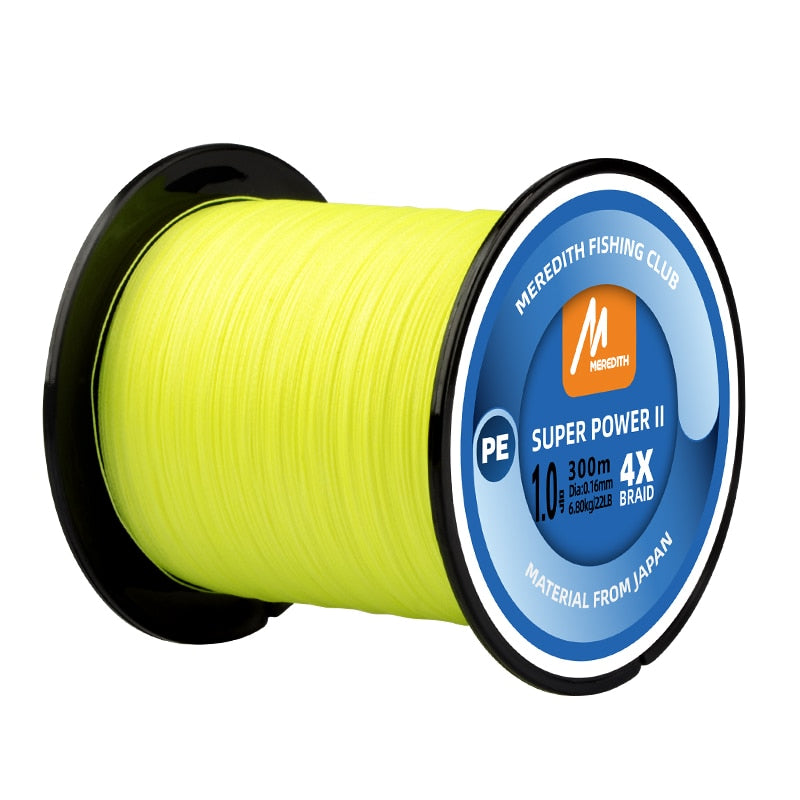 MEREDITH SUPER POWER II Multicolour 100M 300M 500M 4 Strands Braided PE Fishing Line Multifilament Smooth Fishing Line 15-80LB