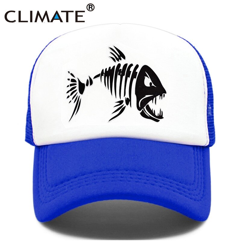 CLIMATE Fishbone Trucker Cap Men Fishing Skeleton Fish Bone Cap HipHop Baseball