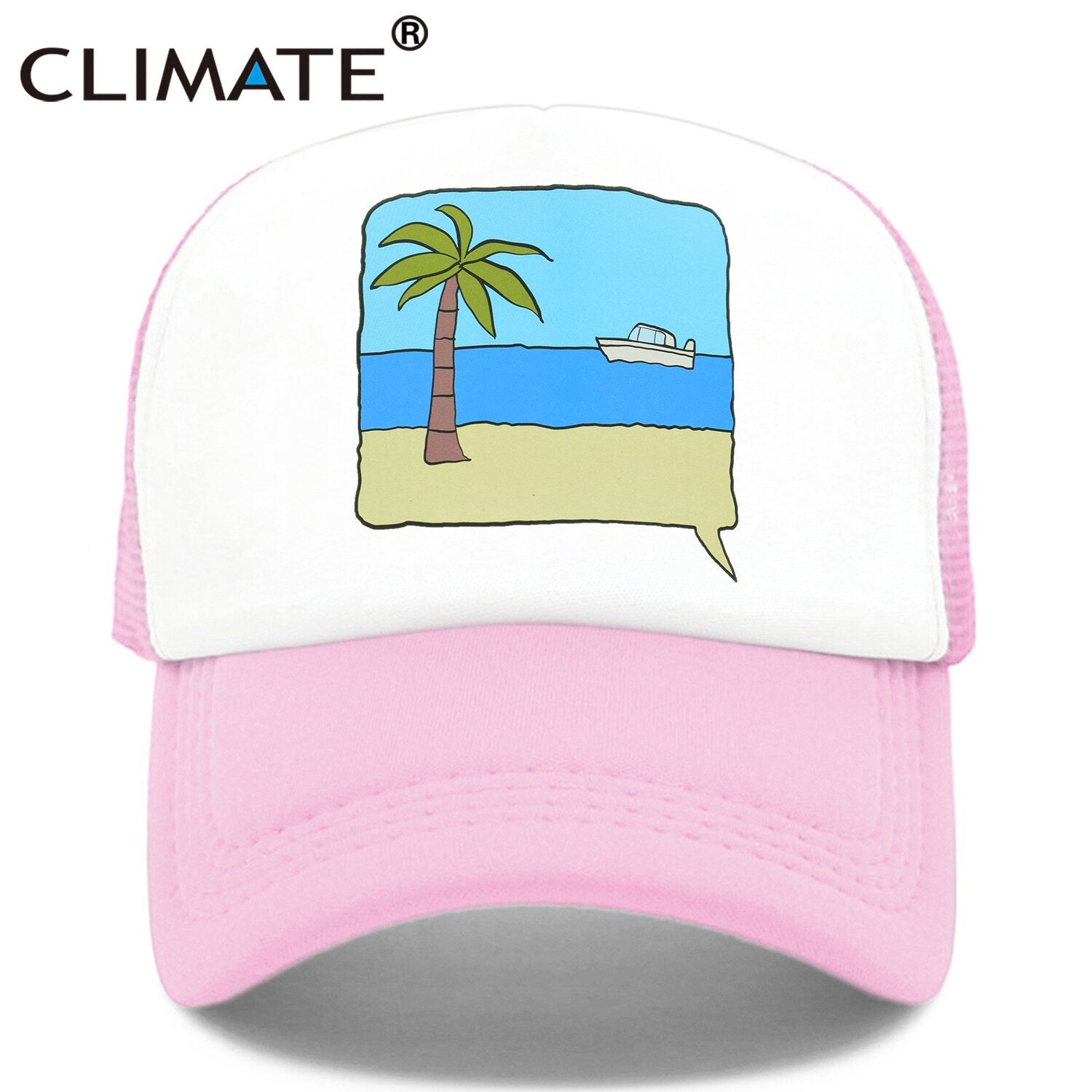 CLIMATE Seaside Trucker Cap Hat Surfing Vacation Caps Sandbeach Coconut Holiday