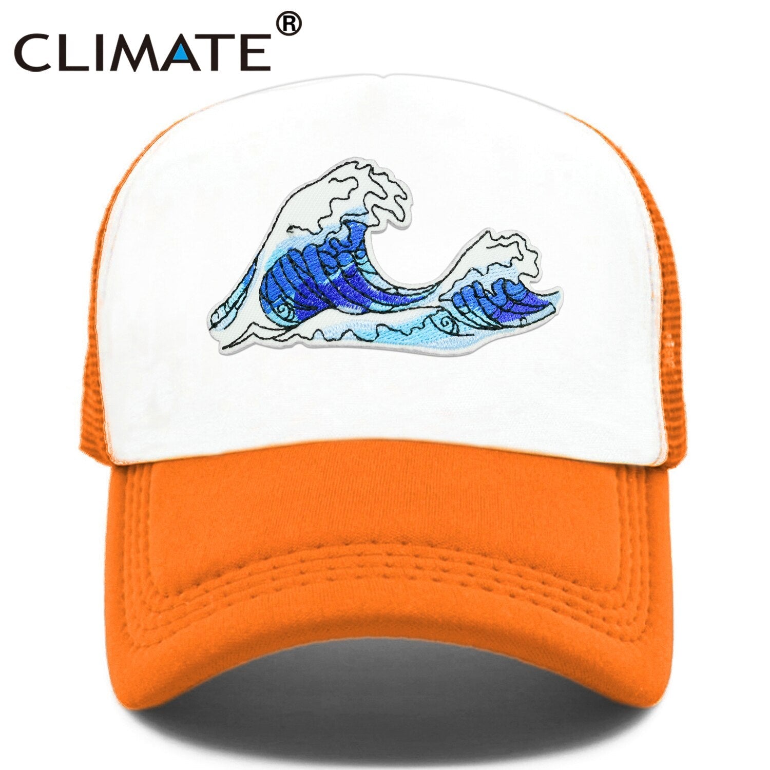 CLIMATE Sea Wave Trucker Cap Hat Sea Side Beach Vacation Trip Cap Cool Coast Holiday Summer Mesh Trucker Cap Hat for Adult Kid