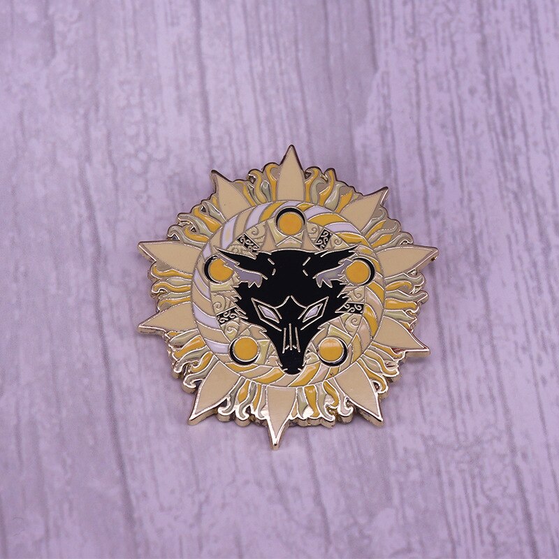 Star Wolf Brooch Sun Badge