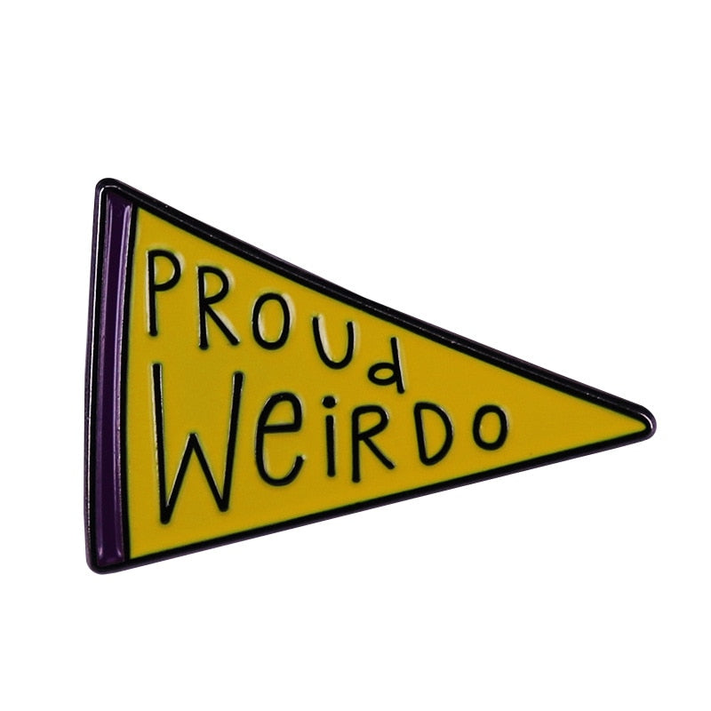 Proud weirdo brooch triangle Yellow flag badge