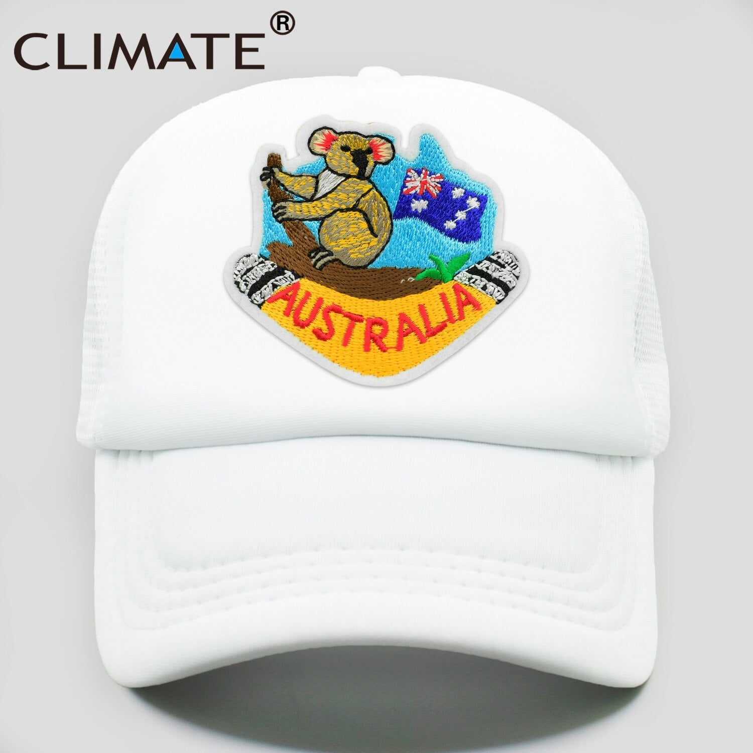 CLIMATE Australia Koala Trucker Cap Australian Boomerang Koala Coala Bear Trip Tours Cap Hat Cool Trucker Caps Mesh Cap Hat