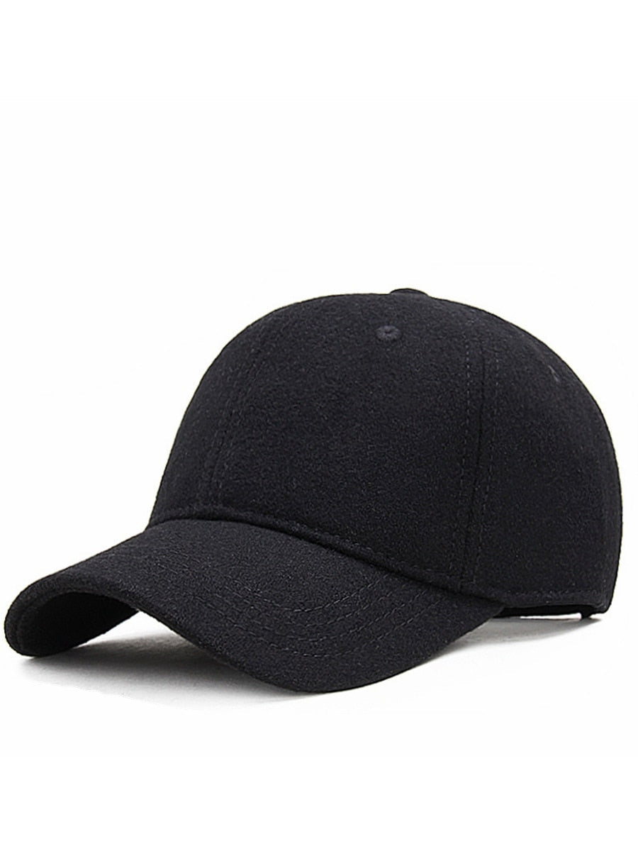 Dad Winter Warm Fleece Lining Fitted Felt Baseball Cap Man Outdoors Leisure Wool Big Size Snapback Hat 56-60cm 60-65cm