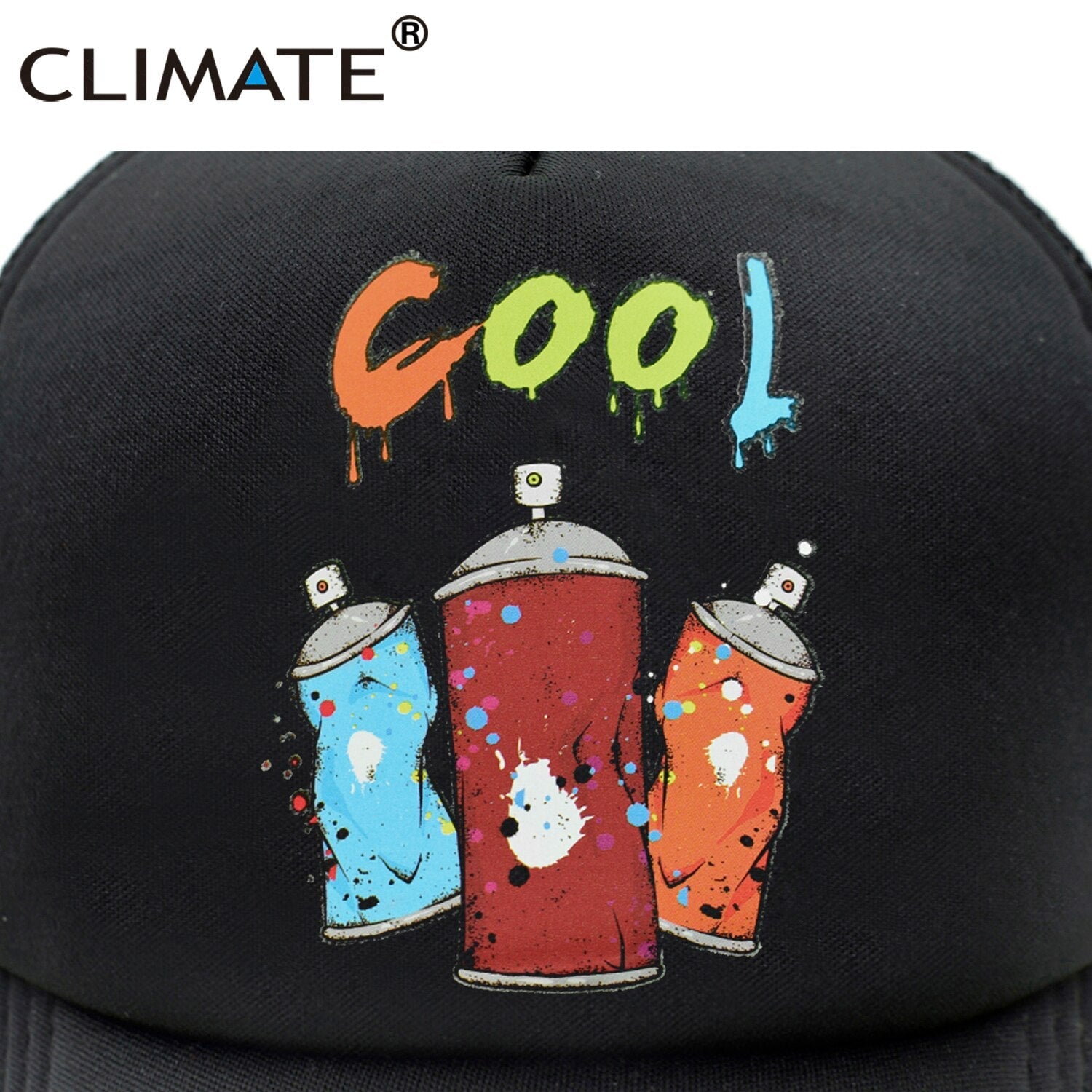 CLIMATE Graffiti Trucker Cap Mesh Hat Street Doodle Graffiti Lover Cap Black Cool Hiphop Summer Cap Black Trucker Caps Hat