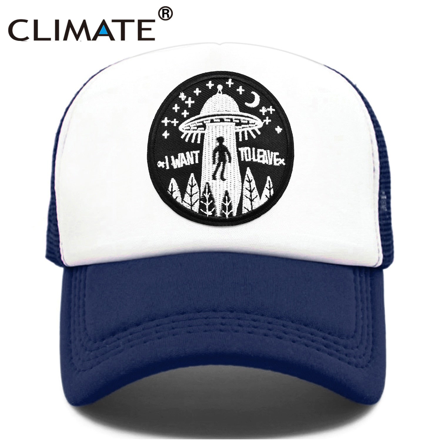 CLIMATE  I Want To Leave UFO Alien Cap Loser Trucker Cap World Weary Escape Flee Hat Baseball Cap Cool Summer Mesh Hip Hop Cap