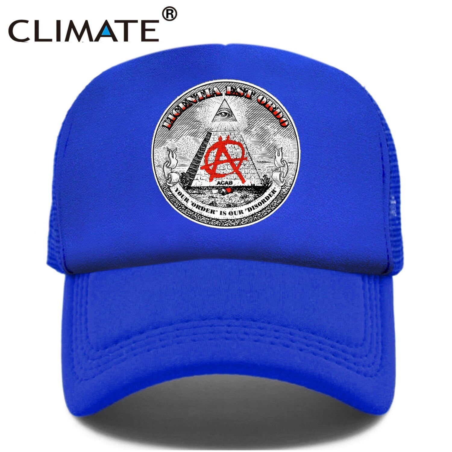 CLIMATE New Anarchy Cap Men Anarchism Anarchist Trucker Cap Summer Cool Cap Mesh Black Baseball Net Trucker Cap Hat for Men