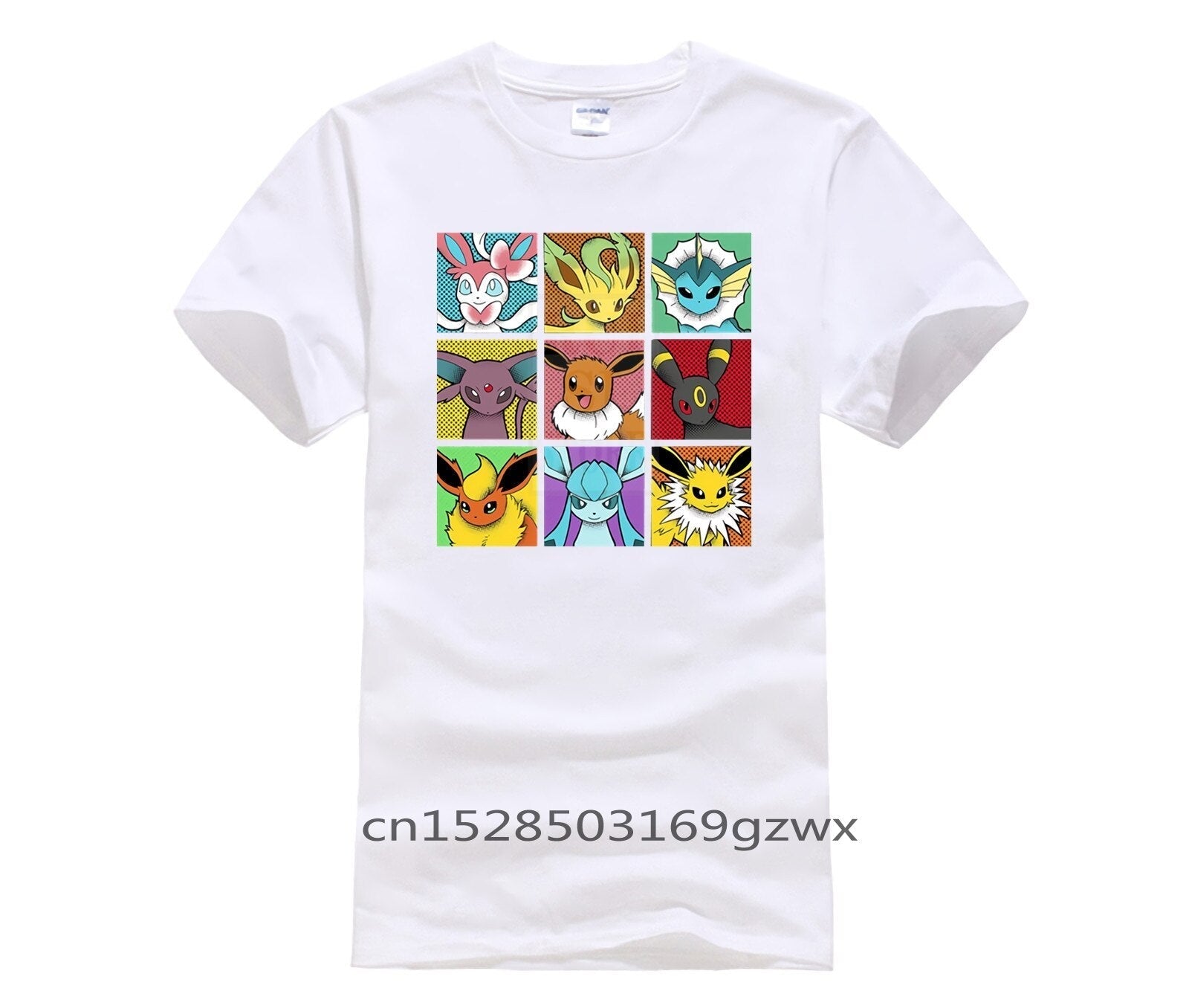 Men's 2020 Fashion Style T Shirt Funny Pop Eeveelutions Eevee Pokemon Japan Anime for Men Pure Short Fashion T Shirt 100% Cotton